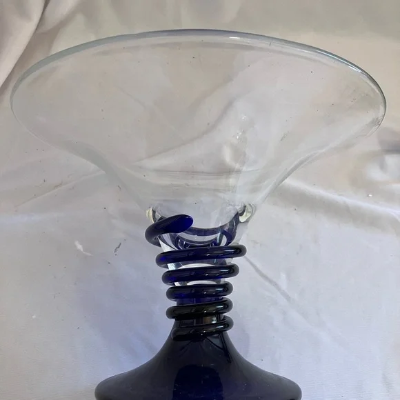 Elegant Glass Compote with Navy Base - Picture 5 of 9